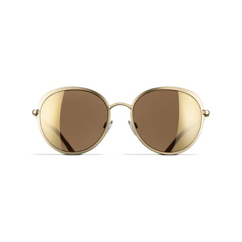 chanel sunglasses gold round